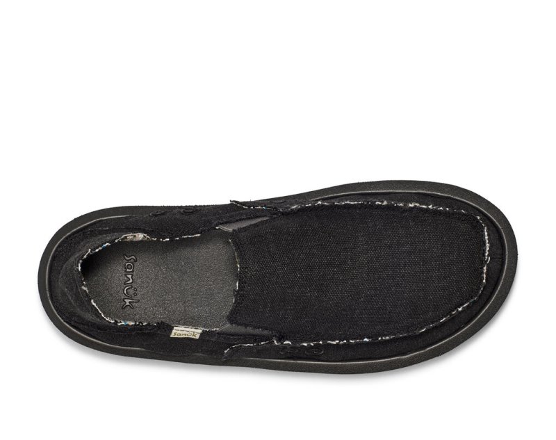 Sanuk Vagabond Soft Top Hemp Collapsible Heel Men's Sidewalk Surfers Black | Canada 215YXF